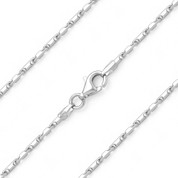 1.5mm (Gauge 006) Heshe Link Bar Italian Chain Necklace in .925 Sterling Silver w/ Rhodium Plating - CLN-BAR2-1.5MM-SLW