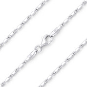 2mm (Gauge 008) Heshe Link Bar Italian Chain Necklace in .925 Sterling Silver - CLN-BAR2-008-SLP