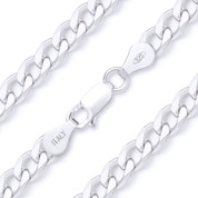 7mm (Gauge 180) Cuban / Curb Link Italian Chain Necklace in Solid .925 Sterling Silver - CLN-CURB1-180-SLP