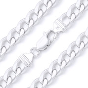 9mm (Gauge 250) Cuban / Curb Link Italian Chain Necklace in Solid .925 Sterling Silver - CLN-CURB1-250-SLP