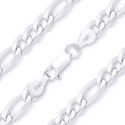 5.5mm (Gauge 150) Figaro / Figaroa Link Italian Chain Necklace in Solid .925 Sterling Silver - CLN-FIGA1-150-SLP