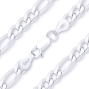 6mm (Gauge 180) Figaro / Figaroa Link Italian Chain Necklace in Solid .925 Sterling Silver - CLN-FIGA1-180-SLP