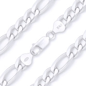 7.5mm (Gauge 220) Figaro / Figaroa Link Italian Chain Necklace in Solid .925 Sterling Silver - CLN-FIGA1-220-SLP