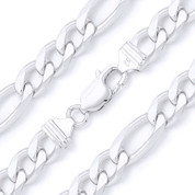 9.3mm (Gauge 250) Figaro / Figaroa Link Italian Chain Necklace in Solid .925 Sterling Silver - CLN-FIGA1-250-SLP