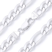 11mm (Gauge 300) Figaro / Figaroa Link Italian Chain Necklace in Solid .925 Sterling Silver - CLN-FIGA1-300-SLP