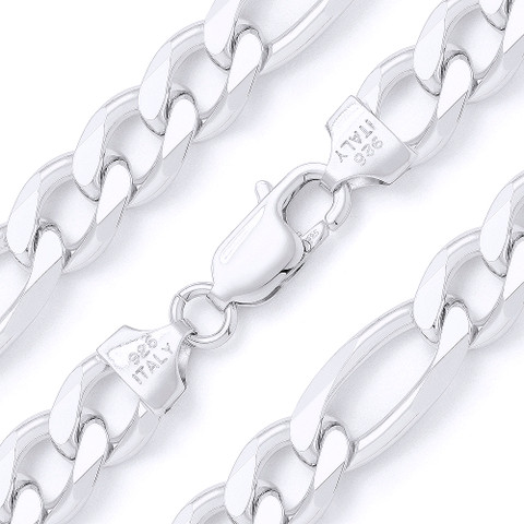 Made in Italy 080 Gauge Figaro Chain Necklace in Solid Sterling Silver - 16&quot