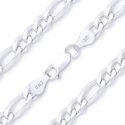 5mm (Gauge 120) Figaro / Figaroa Link Italian Chain Bracelet in Solid .925 Sterling Silver - CLB-FIGA1-120-SLP