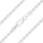 3mm (Gauge 300) Polished Ball Bead Link Italian Chain Necklace in .925 Sterling Silver - CLN-BEAD22-300-SLP