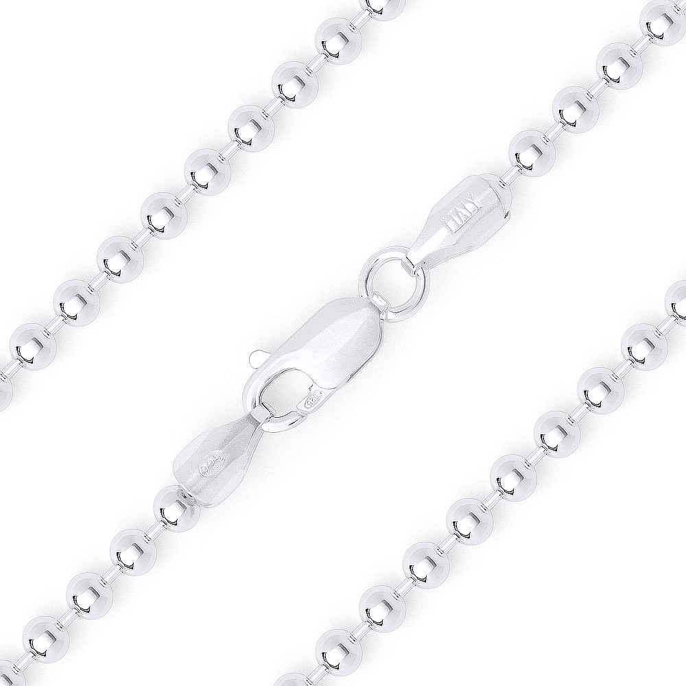 Sterling Silver 2.2 mm Polished Bead Ball Chain Necklace /& Bracelet Made in Italy