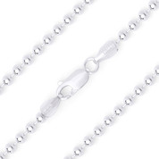 3mm (Gauge 300) Polished Ball Bead Link Italian Chain Bracelet in .925 Sterling Silver - CLB-BEAD22-300-SLP