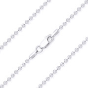 2mm Moon-Cut Ball Bead Link Italian Chain Necklace in .925 Sterling Silver w/ Rhodium Plating - CLN-BEAD26-2MM-SLW