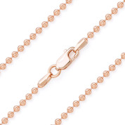 2.3mm Moon-Cut Ball Bead Link Italian Chain Necklace in .925 Sterling Silver w/ 14k Rose Gold Plating - CLN-BEAD26-2.3MM-SLR
