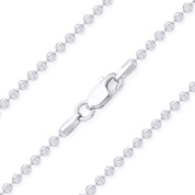 2.3mm Moon-Cut Ball Bead Link Italian Chain Necklace in .925 Sterling Silver w/ 14k Rhodium Plating - CLN-BEAD26-2.3MM-SLW