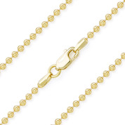 2.3mm Moon-Cut Ball Bead Link Italian Chain Necklace in .925 Sterling Silver w/ 14k Yellow Gold Plating - CLN-BEAD26-2.3MM-SLY