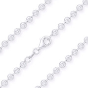 4.1mm Moon-Cut Ball Bead Link Italian Chain Necklace in .925 Sterling Silver w/ Rhodium Plating - CLN-BEAD26-4.1MM-SLW