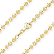 4.1mm Moon-Cut Ball Bead Link Italian Chain Necklace in .925 Sterling Silver w/ 14k Yellow Gold Plating - CLN-BEAD26-4.1MM-SLY