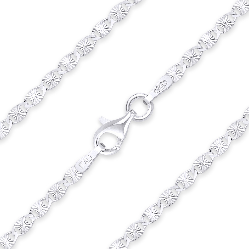 3mm 925 Sterling Silver Rhodium Plated Valentino Link Italian Chain Necklace