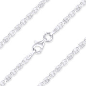 2.2mm Diamond-Cut Valentino Link Italian Chain Necklace in .925 Sterling Silver w/ Rhodium Plating - CLN-VAL2-2.2MM-SLW