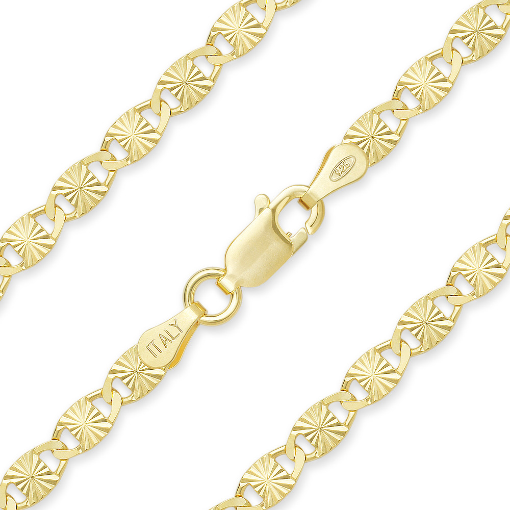 3.5mm Diamond-Cut Valentino Link Italian Chain Necklace in .925 Sterling  Silver w/ 14k Yellow Gold Plating - CLN-VAL2-3.5MM-SLY -  AlfredAndVincent.com