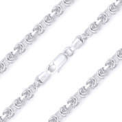 4.3mm (Gauge 070) Byzantine Bali Link Chain Necklace in Solid Italy .925 Sterling Silver - CLN-BYZA2-4.3MM-SLP