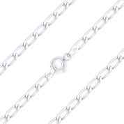 3.2mm (Gauge 080) Open Cable Link Italian Chain Necklace in Solid .925 Sterling Silver - CLN-CAB13-3.2MM-SLP