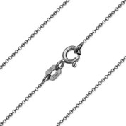 1mm (Gauge 020) Round Rolo Cable Link Italian Chain Necklace in .925 Sterling Silver w/ Black Rhodium Plating - CLN-CAB1-020-SLB