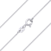 1mm (Gauge 020) Round Rolo Cable Link Italian Chain Necklace in .925 Sterling Silver w/ Rhodium Plating - CLN-CAB1-020-SLW
