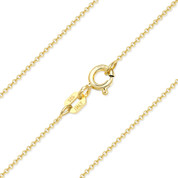 1mm (Gauge 020) Round Rolo Cable Link Italian Chain Necklace in .925 Sterling Silver w/ 14k Yellow Gold Plating - CLN-CAB1-020-SLY