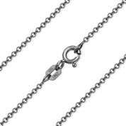 1.4mm (Gauge 035) Round Rolo Cable Link Italian Chain Necklace in .925 Sterling Silver w/ Black Rhodium Plating - CLN-CAB1-035-SLB