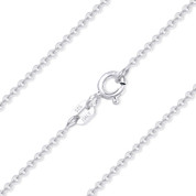 1.4mm (Gauge 035) Round Rolo Cable Link Italian Chain Necklace in .925 Sterling Silver w/ Rhodium Plating - CLN-CAB1-035-SLW