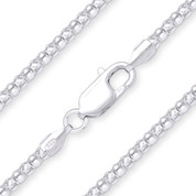 3mm (Gauge 030) Popcorn Link Italian Coreana Chain Necklace in .925 Sterling Silver w/ Rhodium Plating - CLN-POP1-030-SLW