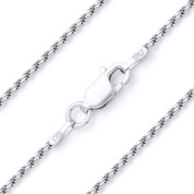 1.4mm (Gauge 030) Twist-Rope Diamond-Cut Link Italian Chain Necklace in Solid .925 Sterling Silver w/ Rhodium Plating - CLN-ROPE1-030-SLW