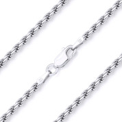 1.8mm (Gauge 040) Twist-Rope Diamond-Cut Link Italian Chain Necklace in Solid .925 Sterling Silver w/ Rhodium Plating - CLN-ROPE1-040-SLW