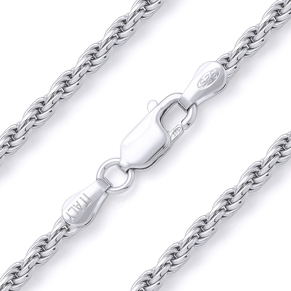 2.5mm (Gauge 060) Twist-Rope Diamond-Cut Link Italian Chain