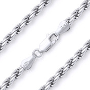 3mm (Gauge 070) Twist-Rope Diamond-Cut Link Italian Chain Necklace in Solid .925 Sterling Silver w/ Rhodium Plating - CLN-ROPE1-070-SLW