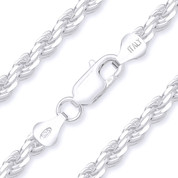 4.5mm (Gauge 100) Twist-Rope Diamond-Cut Link Italian Chain Necklace in Solid .925 Sterling Silver - CLN-ROPE1-100-SLP