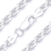 5mm (Gauge 120) Twist-Rope Diamond-Cut Link Italian Chain Necklace in Solid .925 Sterling Silver - CLN-ROPE1-120-SLP