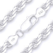 7mm (Gauge 150) Twist-Rope Diamond-Cut Link Italian Chain Necklace in Solid .925 Sterling Silver - CLN-ROPE1-150-SLP