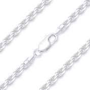 2.5mm (Gauge 060) Twist-Rope Diamond-Cut Link Italian Chain Bracelet in Solid .925 Sterling Silver - CLB-ROPE1-060-SLP