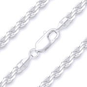 Twist-Rope 3mm Diamond-Cut Italian Chain Necklace in .925 Italy Sterling Silver 