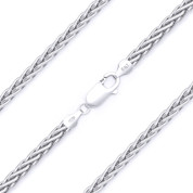 2.2mm Wheat / Spiga Link Italian Chain Necklace in Solid .925 Sterling Silver w/ Rhodium Plating - CLN-WHEAT1-2.2MM-SLW