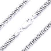 4.2mm Wheat / Spiga Link Italian Chain Necklace in Solid .925 Sterling Silver w/ Rhodium Plating - CLN-WHEAT1-4.2MM-SLW