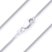 1.2mm Wheat / Spiga Link Italian Chain Necklace in Solid .925 Sterling Silver w/ Rhodium Plating - CLN-WHEAT2-1.2MM-SLW