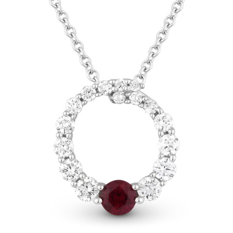 0.47ct Ruby & Diamond Journey Circle Eternity Pendant & Chain Necklace ...