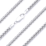 2.1mm Wheat / Spiga Link Italian Chain Necklace in Solid .925 Sterling Silver w/ Rhodium Plating - CLN-WHEAT2-2.1MM-SLW