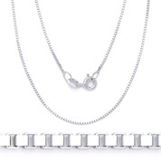 0.7mm (Gauge 010) Classic Box Link Italian Chain Necklace in Solid .925 Sterling Silver - CLN-BOX1-010-SLP