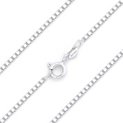 1.4mm (Gauge 028) Classic Box Link Italian Chain Necklace in Solid .925 Sterling Silver - CLN-BOX1-028-SLP