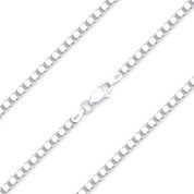 2.5mm (Gauge 050) Classic Box Link Italian Chain Necklace in Solid .925 Sterling Silver - CLN-BOX1-050-SLP