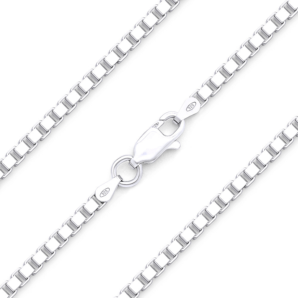 Solid 925 Sterling Silver Box Chain Necklace