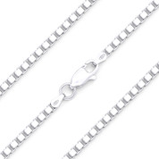 3mm (Gauge 057) Classic Box Link Italian Chain Necklace in Solid .925 Sterling Silver - CLN-BOX1-057-SLP